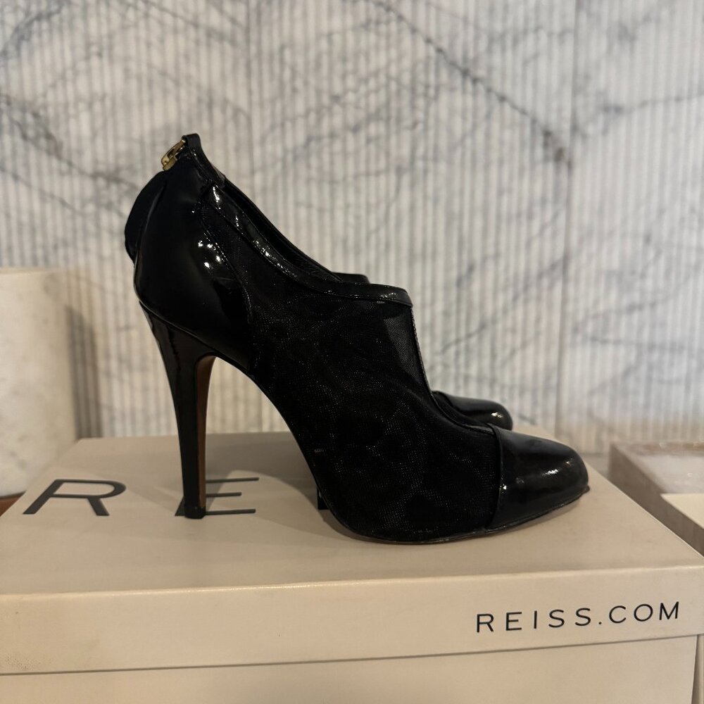 Reiss Mesh and Patent Leather Heel Booties | Size 6